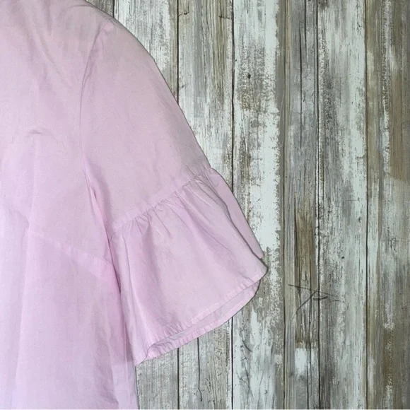 J. Crew Lavender Ruffle Sleeve Button Back Blouse - Picture 5 of 7